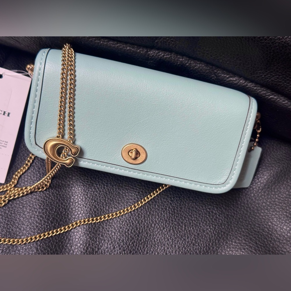 Coach Mini Dinky 14 - Light Blue Leather Crossbody with Gold Hardware - Picture 6 of 15